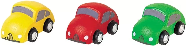 PlanToys dřevěná autíčka k autodráze a vláčkodráze (3 ks)
