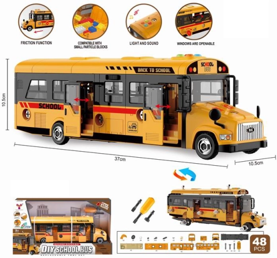 Auto na montáž školní autobus (48 dílů)