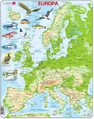 Larsen puzzle fyzická mapa Evropy