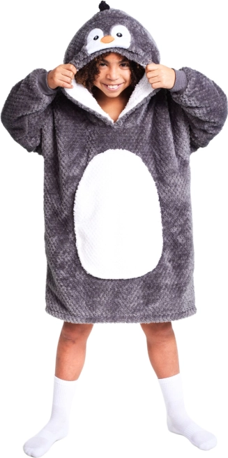 Hřejivá televizní mikinová deka s kapucí pro děti 7–12 let, tučňák COZY NOXXIEZ