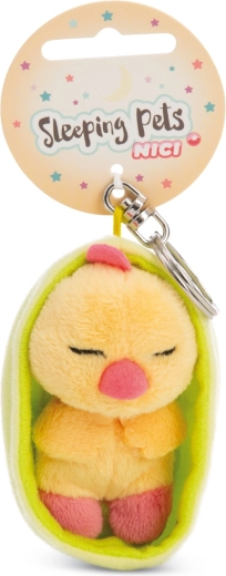 Plyšová klíčenka NICI Sleeping Pets spící kuřátko v zeleném pouzdře 12 cm