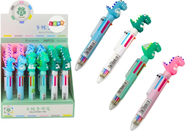 Vícebarevné automatické pero dinosaurus 6 barev