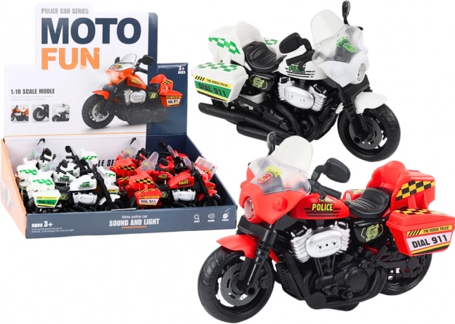 Motocykl Policie 1:10 Světla Zvuky Bílý Červený