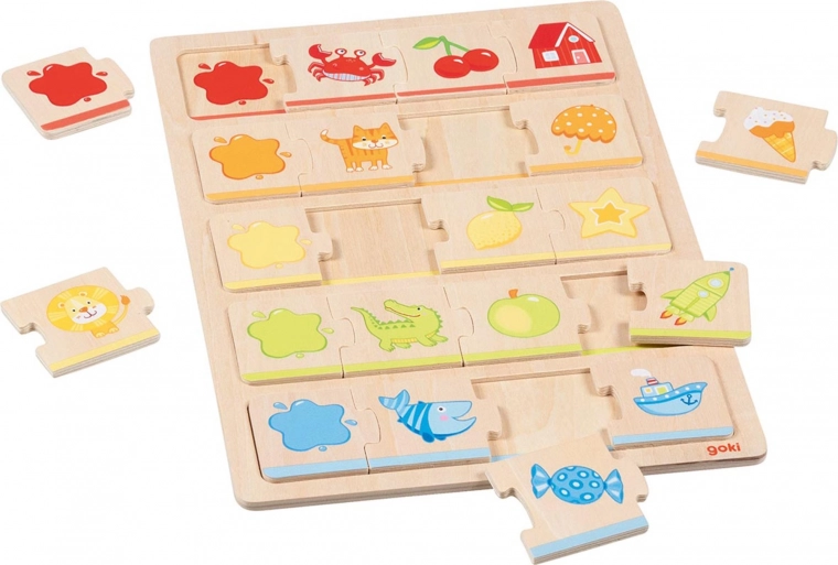 Dřevěné puzzle Goki Barvy