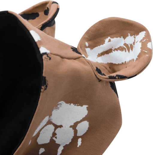 Roztomilá kapuce s oušky a tlapičkový potisk