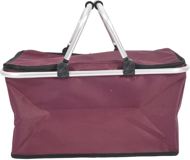 Skládací termo nákupní košík 46 × 27 × 23 cm, hliník a polyester, červený