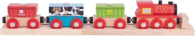 Dřevěný vlak s potravinovými vagónky Bigjigs Rail
