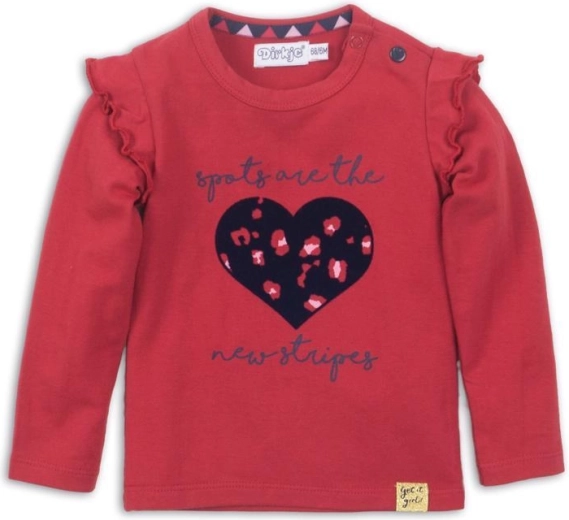 Dirkje dívčí tričko s dlouhým rukávem, červené
