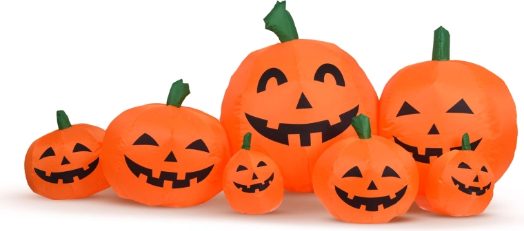 Nafukovací halloweenská dýně s LED osvětlením 230 cm