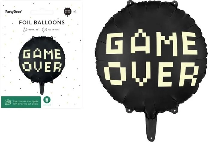 Fóliový balónek Game over černý 45 cm