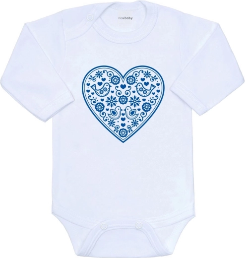 Dětské body New Baby s folklórním potiskem modré srdíčko, vel. 68