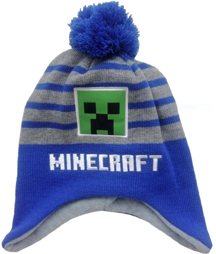 Čepice Minecraft šedo-modrá – Velikost: 54