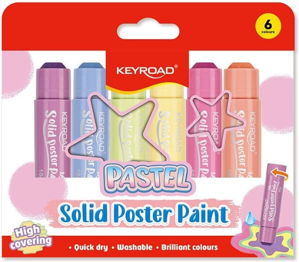 Tuhé temperové barvy KEYROAD pastelové - 6 ks
