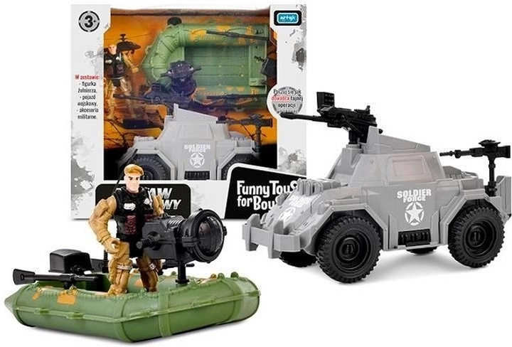 ToysForBoys vojenský herní set s lodí, bojovým vozidlem a figurkou vojáka