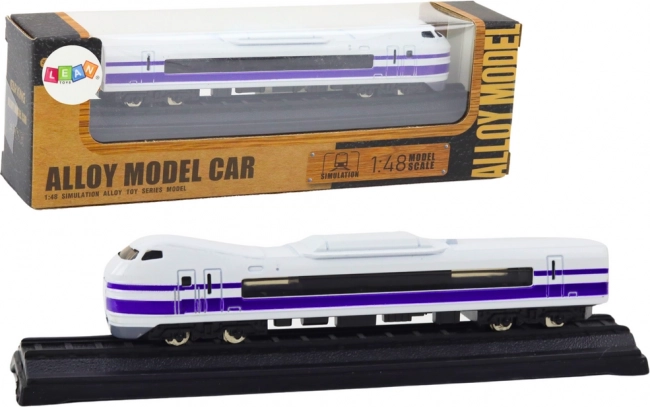 Kovový sběratelský model vlaku 1:48 bílo‑fialový