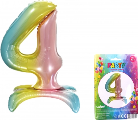 Balónek číslo 4 duha 80 cm