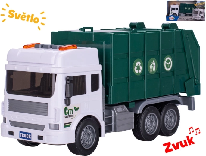 Popelářské auto se světlem a zvukem na setrvačník 28 cm