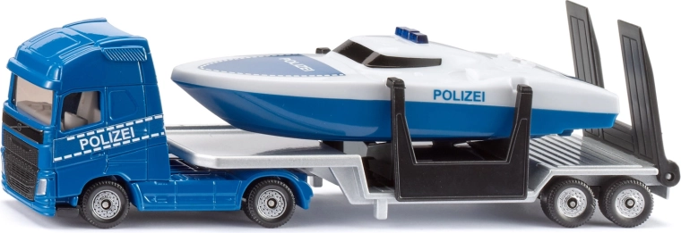 Siku super tahač Volvo s návěsem a policejním člunem (1:87)