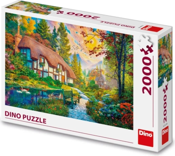 Nádherný motiv domku u řeky