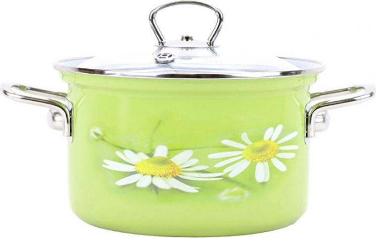 Smaltovaný hrnec BELIS DAISY 20 cm se skleněnou poklicí, 3,6 l