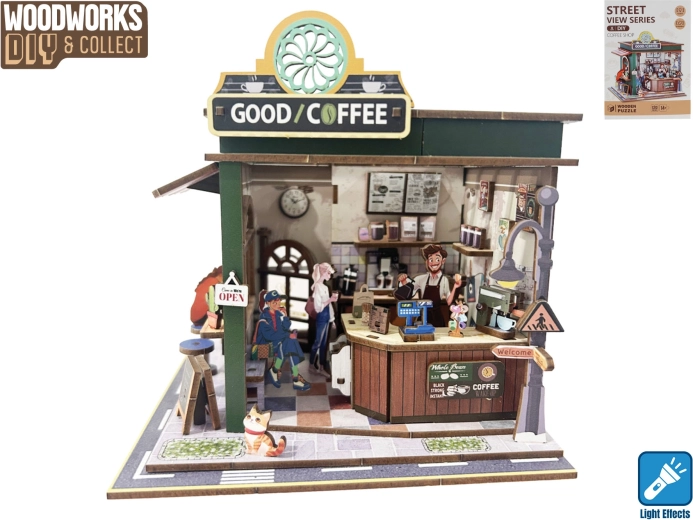 Dřevěná stavebnice kavárna se světlem Woodworks