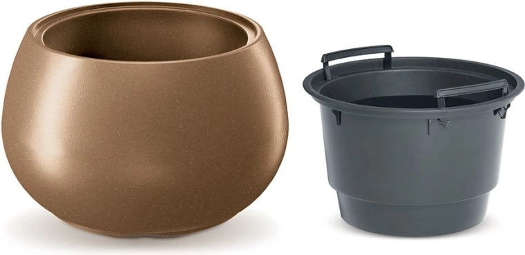 Květináč HEOS ECO WOOD s vložkou 43,6 cm naturo