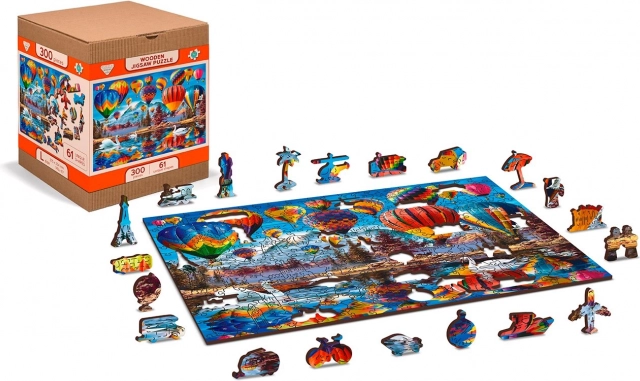 Dřevěné oboustranné puzzle Klidné cestování 2v1, 300 dílků