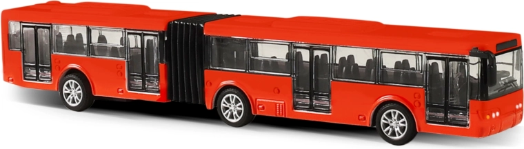 Kovový kloubový městský autobus – červený, 18 cm