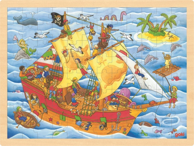 Goki dřevěné puzzle Piráti 96 dílků