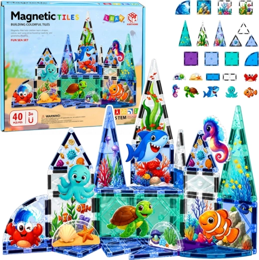 Magnetické stavební kostky mořská zvířata Ocean 40 ks