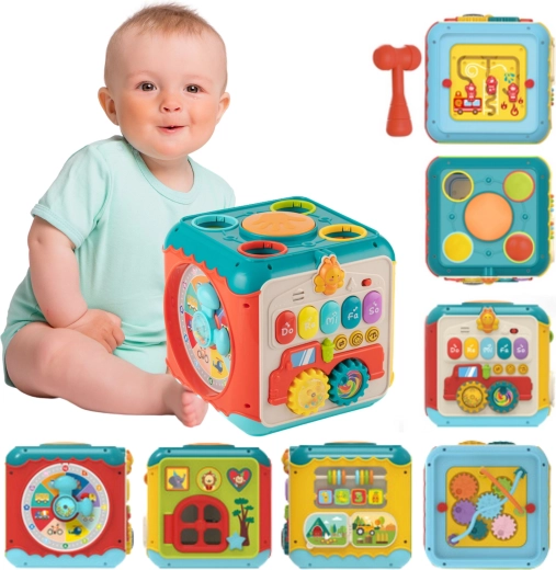 Woopie Baby multifunkční montessori aktivní kostka 6v1 – od 18 měsíců