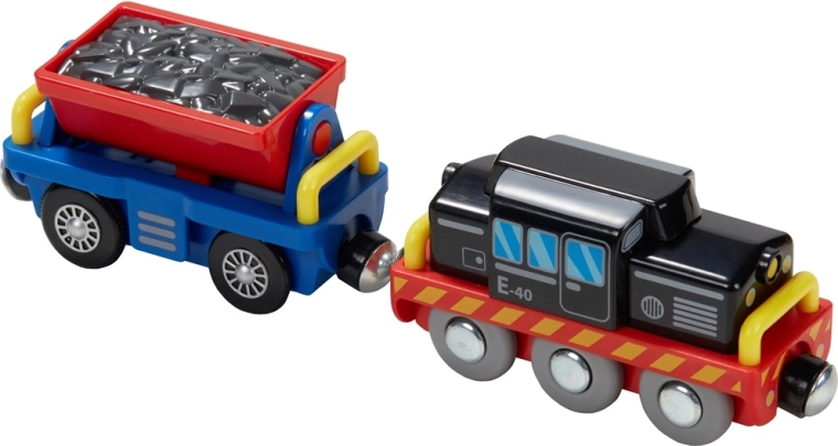 Realistická lokomotiva s nákladními vozy