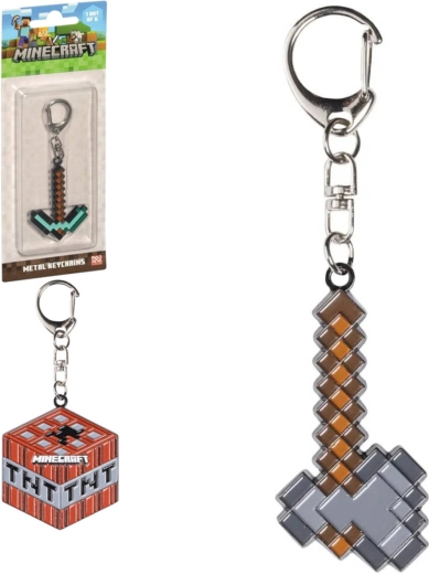 Minecraft kovová klíčenka ve tvaru krumpáče - 1 kus