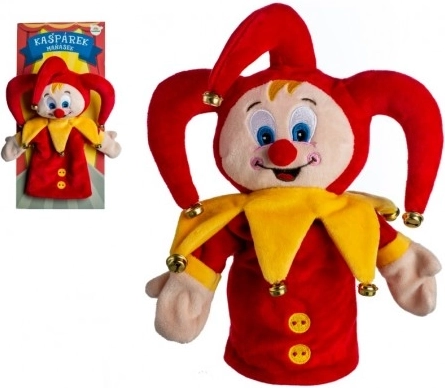 Plyšový maňásek kašpárek s rolničkami, 28 cm