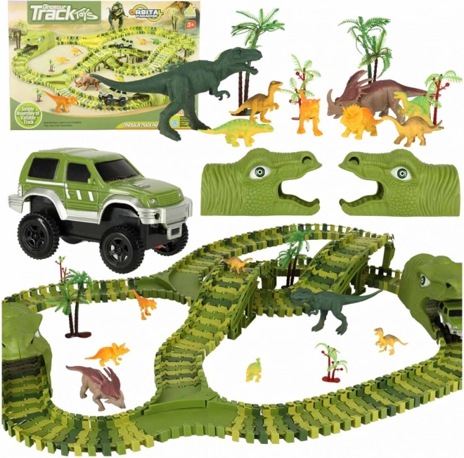 Závodní dráha s dinosaury a auty 240 dílků