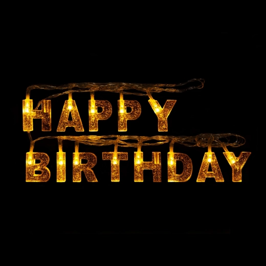 Narozeninový LED světelný řetěz Happy Birthday, 13 LED, 2 m