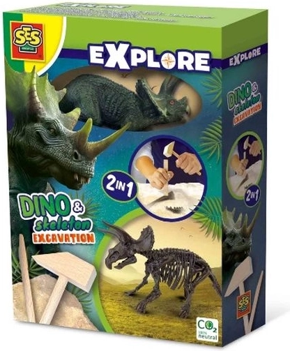 SES Creative Explore dinosauří fosilie 2v1 – triceratops (vykopávka a skládací kostra)