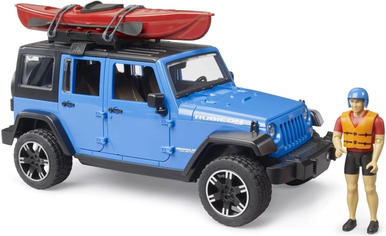 Bruder Jeep Wrangler Rubicon s kajakem a figurkou v měřítku 1:16