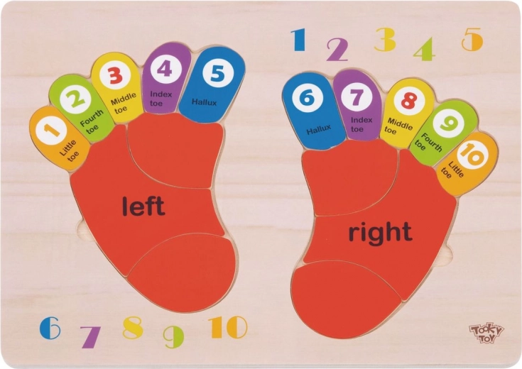 Dřevěná edukativní puzzle TOOKY TOY - Učení čísel a barev