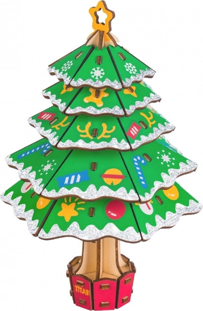 woodcraft dřevěné 3d puzzle vánoční stromek