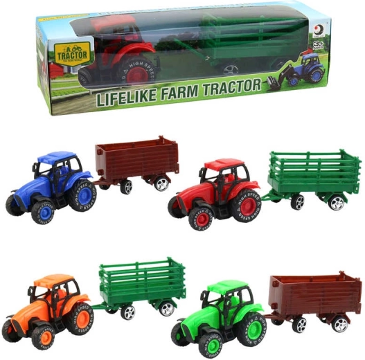 Zemědělský traktor s vlečkou 9 cm v krabičce - 1 kus