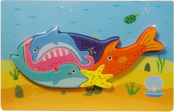 Dřevěné puzzle velryba – zvířátka z moře pro děti