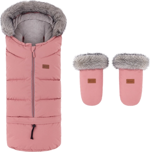 Petite&Mars zimní set fusak Arctic 4v1 + rukavice na kočárek Fjora old rose
