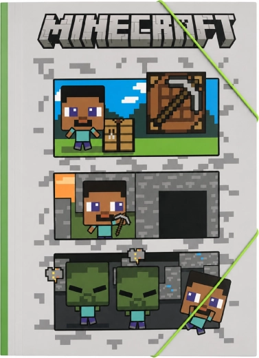 Desky na sešity Minecraft A4 s gumičkou šedé