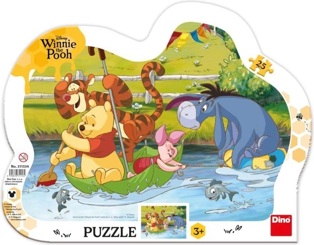 Medvídek Pú na plavbě – dětské puzzle 25 dílků s tvarovaným rámečkem