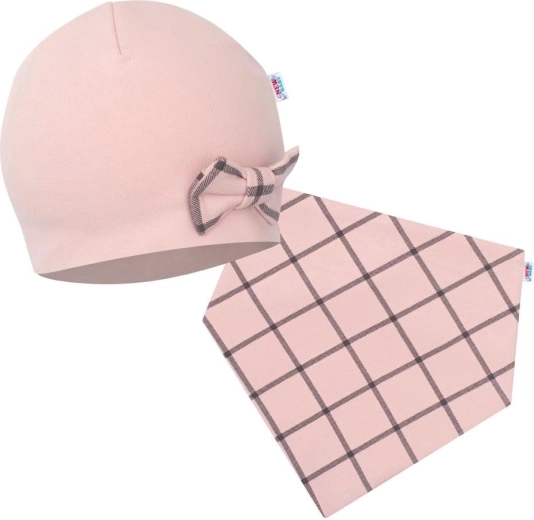 Dojenecká čepička a nákrčník NEW BABY Missy růžová