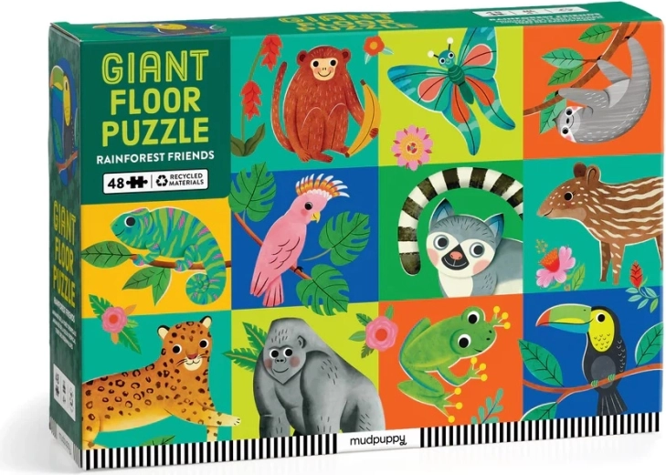Mudpuppy velké podlahové puzzle Kamarádi z deštného pralesa 48 dílků