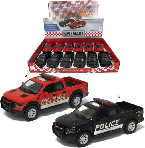 Kovový model auta Ford F-150 SVT Raptor SuperCrew (2013) – záchranáři