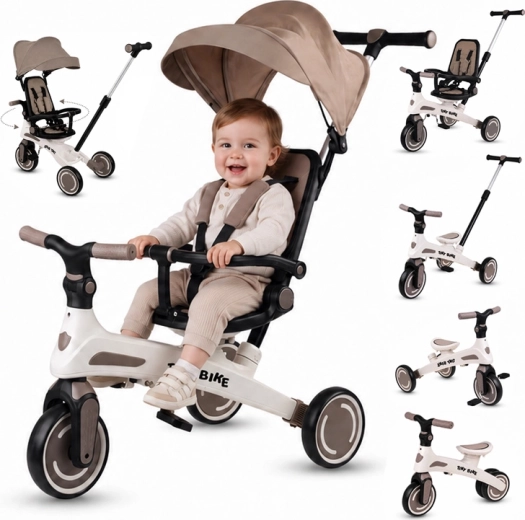 Dětská tříkolka Tiny Bike 5v1 rostoucí s dítětem – Béžová