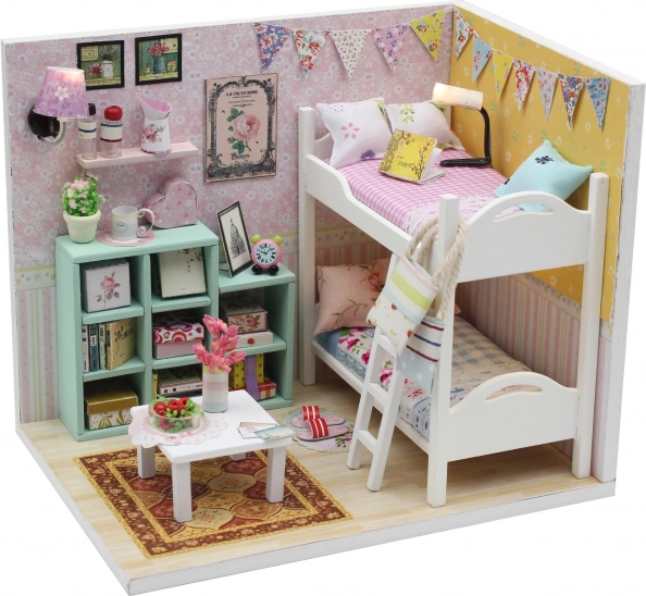 Miniaturní domeček Cherylin – pokoj s LED osvětlením